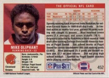 1989 Pro Set #452 Mike Oliphant Back