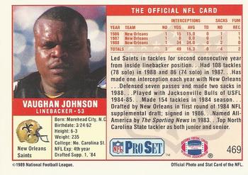 1989 Pro Set #469 Vaughan Johnson Back