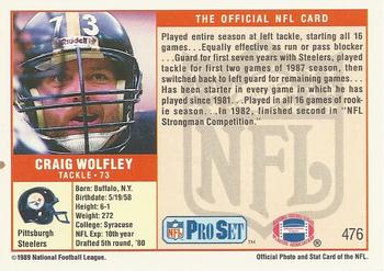 1989 Pro Set #476 Craig Wolfley Back