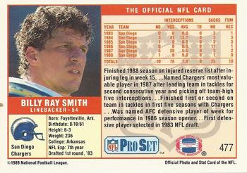 1989 Pro Set #477 Billy Ray Smith Back