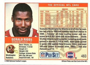 1989 Pro Set #483 Gerald Riggs Back