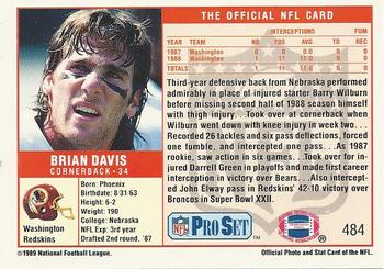 1989 Pro Set #484 Brian Davis Back