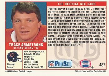 1989 Pro Set #487 Trace Armstrong Back