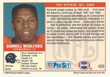 1989 Pro Set #488 Donnell Woolford Back