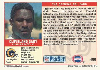 1989 Pro Set #499 Cleveland Gary Back