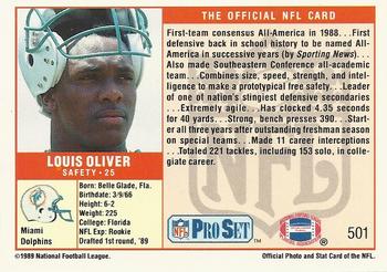 1989 Pro Set #501 Louis Oliver Back