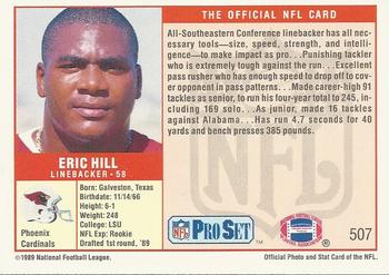 1989 Pro Set #507 Eric Hill Back