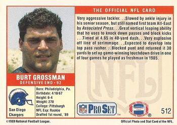1989 Pro Set #512 Burt Grossman Back