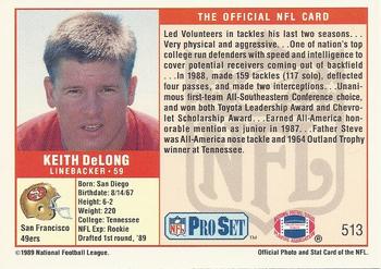 1989 Pro Set #513 Keith DeLong Back