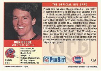1989 Pro Set #516 Don Beebe Back