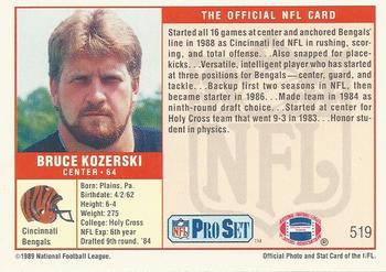 1989 Pro Set #519 Bruce Kozerski Back