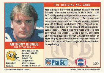1989 Pro Set #523 Anthony Dilweg Back