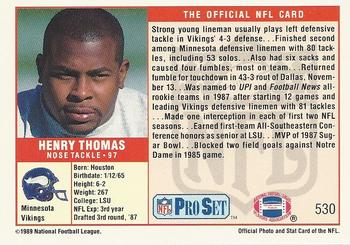 1989 Pro Set #530 Henry Thomas Back