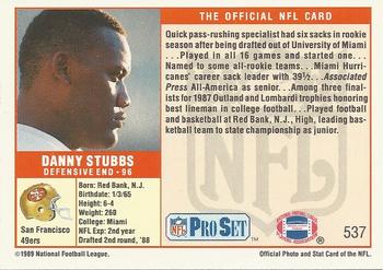 1989 Pro Set #537 Danny Stubbs Back