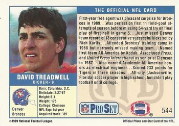 1989 Pro Set #544 David Treadwell Back