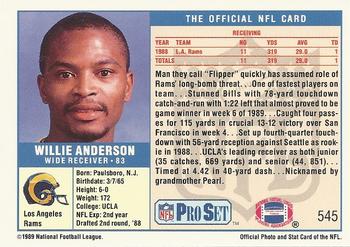 1989 Pro Set #545 Willie Anderson Back