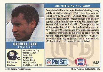 1989 Pro Set #548 Carnell Lake Back