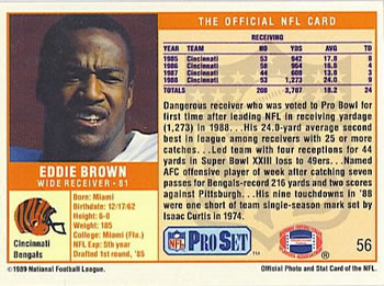 1989 Pro Set #56 Eddie Brown Back