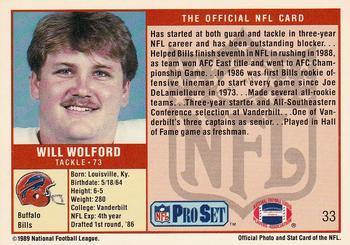 1989 Pro Set #33 Will Wolford Back