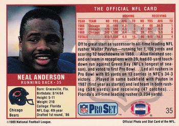 1989 Pro Set #35 Neal Anderson Back