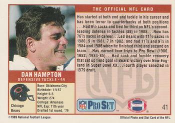 1989 Pro Set #41 Dan Hampton Back