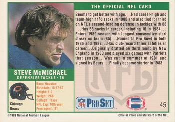 1989 Pro Set #45 Steve McMichael Back