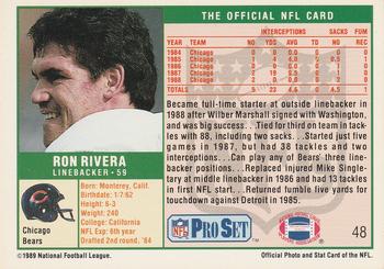 1989 Pro Set #48 Ron Rivera Back