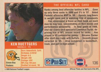 1989 Pro Set #136 Ken Ruettgers Back