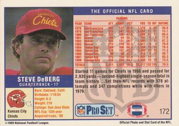 1989 Pro Set #172 Steve DeBerg Back
