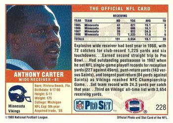 1989 Pro Set #228 Anthony Carter Back