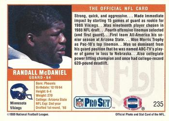1989 Pro Set #235 Randall McDaniel Back