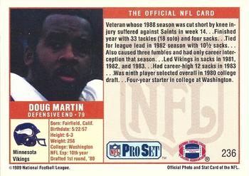 1989 Pro Set #236 Doug Martin Back