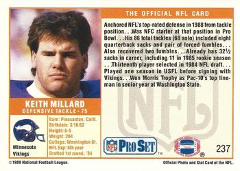 1989 Pro Set #237 Keith Millard Back
