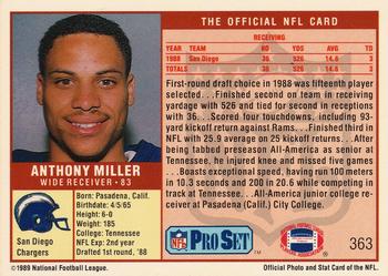 1989 Pro Set #363 Anthony Miller Back