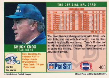 1989 Pro Set #408 Chuck Knox Back