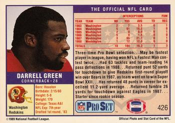 1989 Pro Set #426 Darrell Green Back