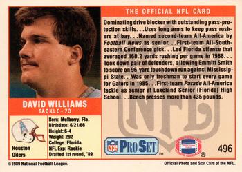 1989 Pro Set #496 David Williams Back