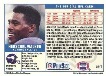1989 Pro Set #561 Herschel Walker Back