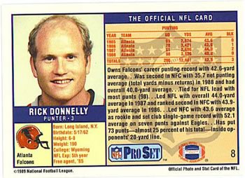 1989 Pro Set #8 Rick Donnelly Back