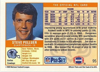 1989 Pro Set #95 Steve Pelluer Back
