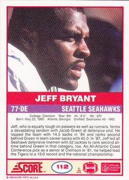 1989 Score #112 Jeff Bryant Back