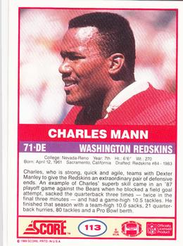 1989 Score #113 Charles Mann Back