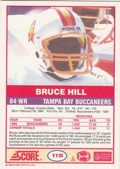 1989 Score #115 Bruce Hill Back