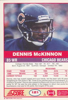 1989 Score #121 Dennis McKinnon Back
