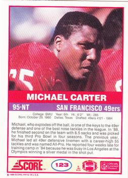 1989 Score #123 Michael Carter Back