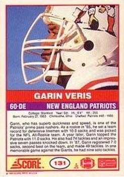 1989 Score #131 Garin Veris Back