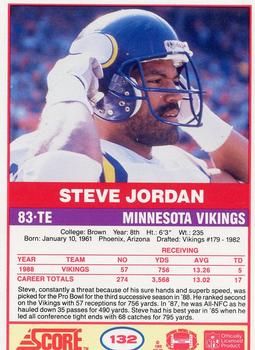 1989 Score #132 Steve Jordan Back