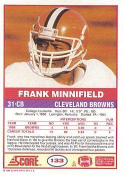 1989 Score #133 Frank Minnifield Back