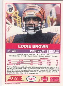 1989 Score #134 Eddie Brown Back
