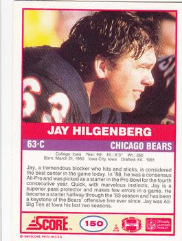 1989 Score #150 Jay Hilgenberg Back